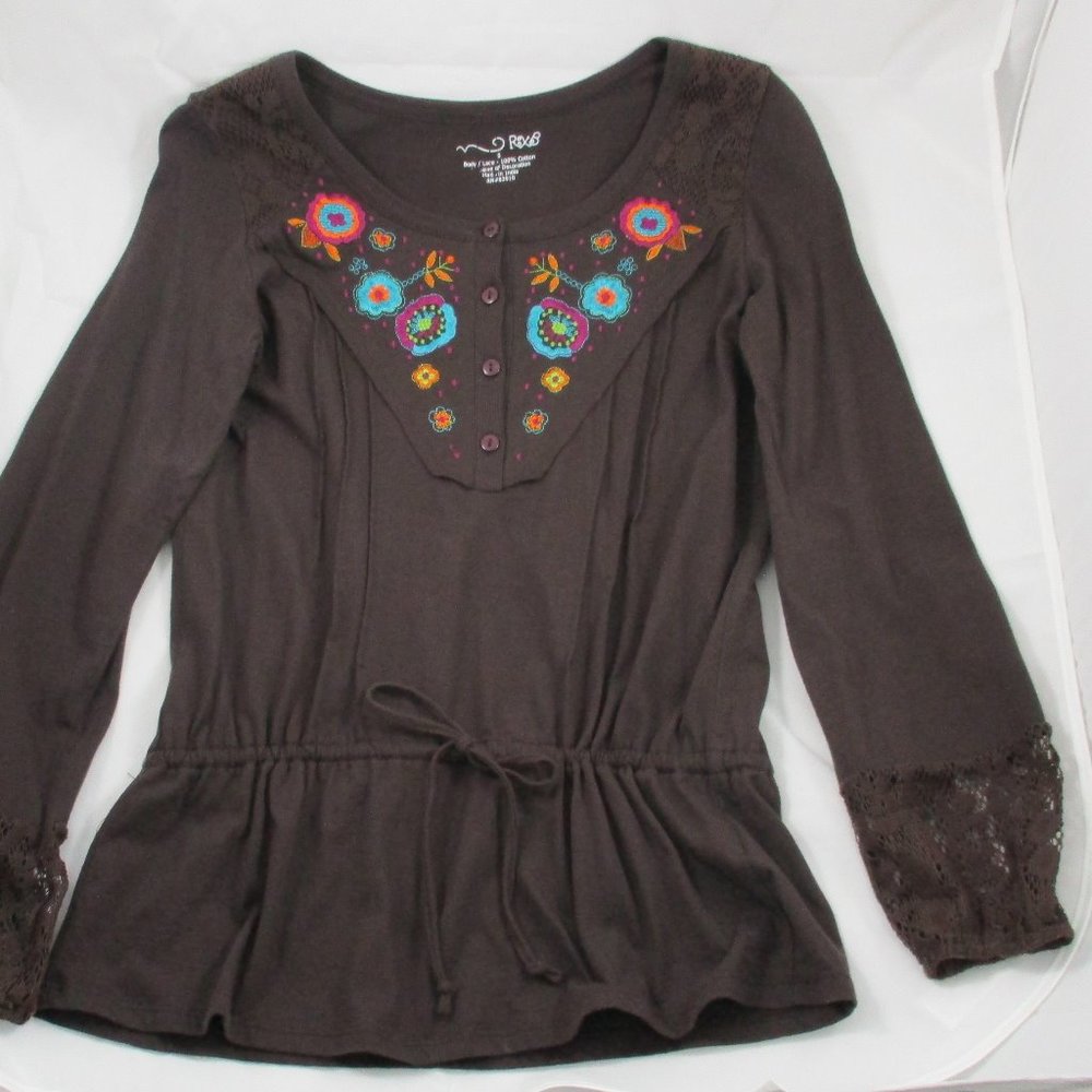 RXB Brown Tunic Top w/Embroidery - Small